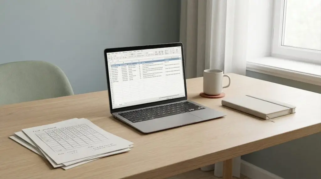 - `Tableur type Excel utilisé comme outil organisation ICV dans un cabinet calme